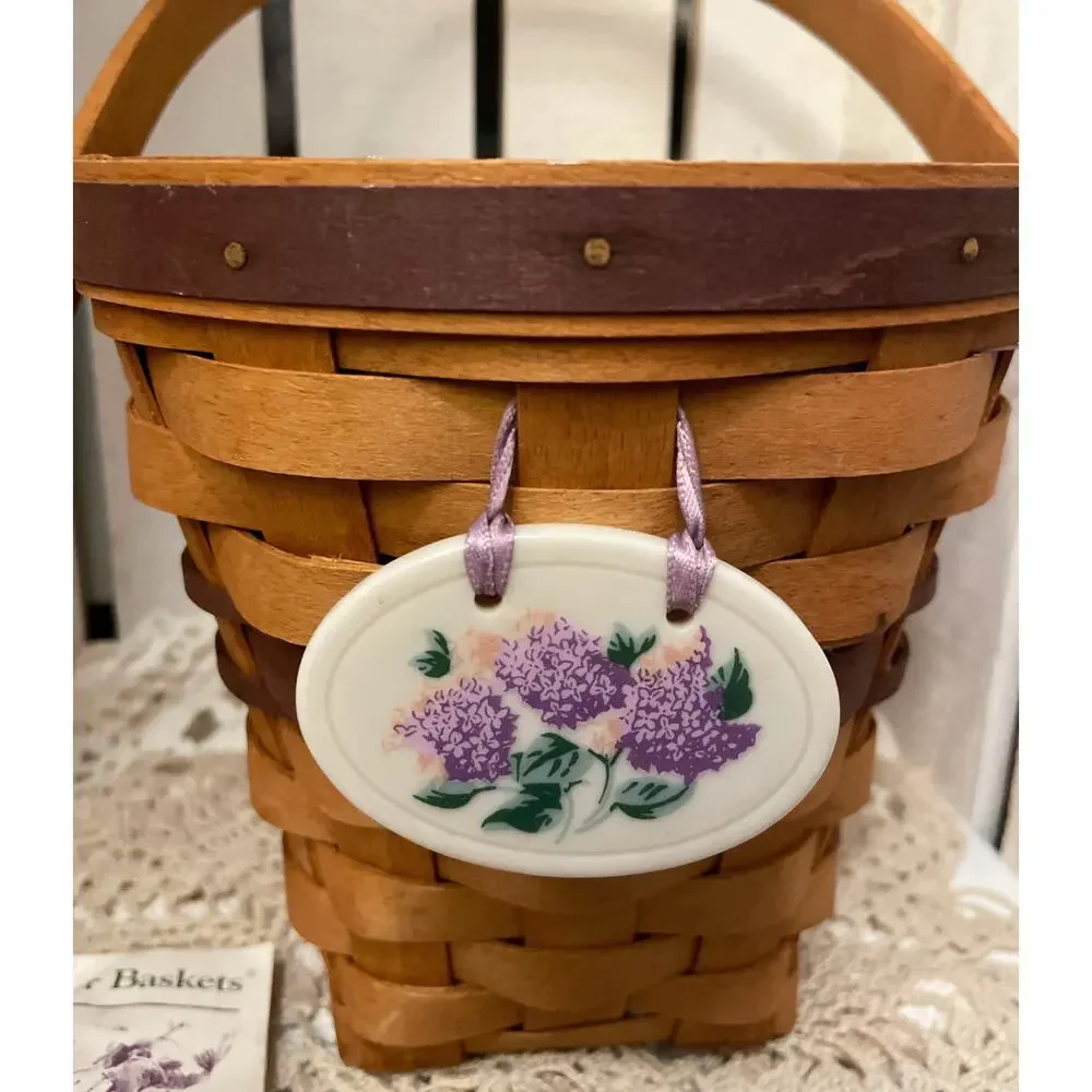 Vintage Cottagecore Longaberger 1994 May Series Lilac Small Basket w/ Handle